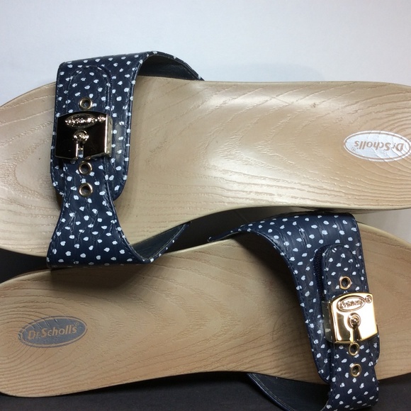Womens Dr. Scholls Sandals Navy W/ Polka Dot SZ 8 - Picture 5 of 7